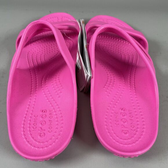 Crocs Kadee II Women’s Size 7 Strappy Slip On Sandals Electric Pink Casual NEW - Picture 2 of 6